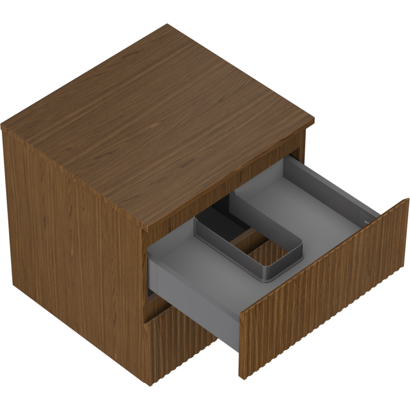 Mexen Rivel Badezimmerschrank 50 cm mit Arbeitsplatte, 2 Schubladen, geriffelt, Nussbaum - 91A20-05047-2-BFFC86