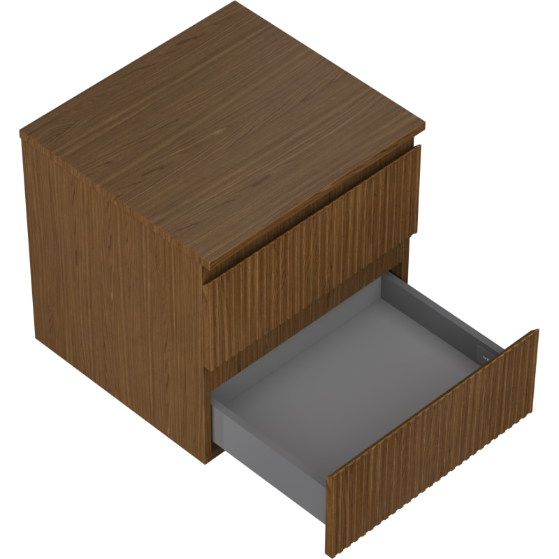 Mexen Rivel Badezimmerschrank 50 cm mit Arbeitsplatte, 2 Schubladen, geriffelt, Nussbaum - 91A20-05047-2-BFFC86