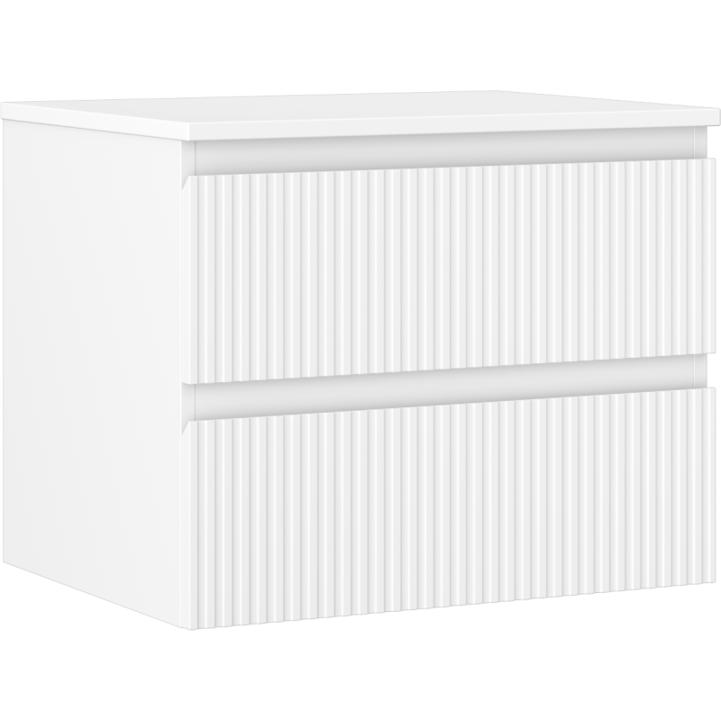 Mexen Rivel meuble de salle de bain sous lavabo 60 cm avec plateau, 2 tiroirs, rainuré, blanc mat - 91A20-06047-2-BFFC01
