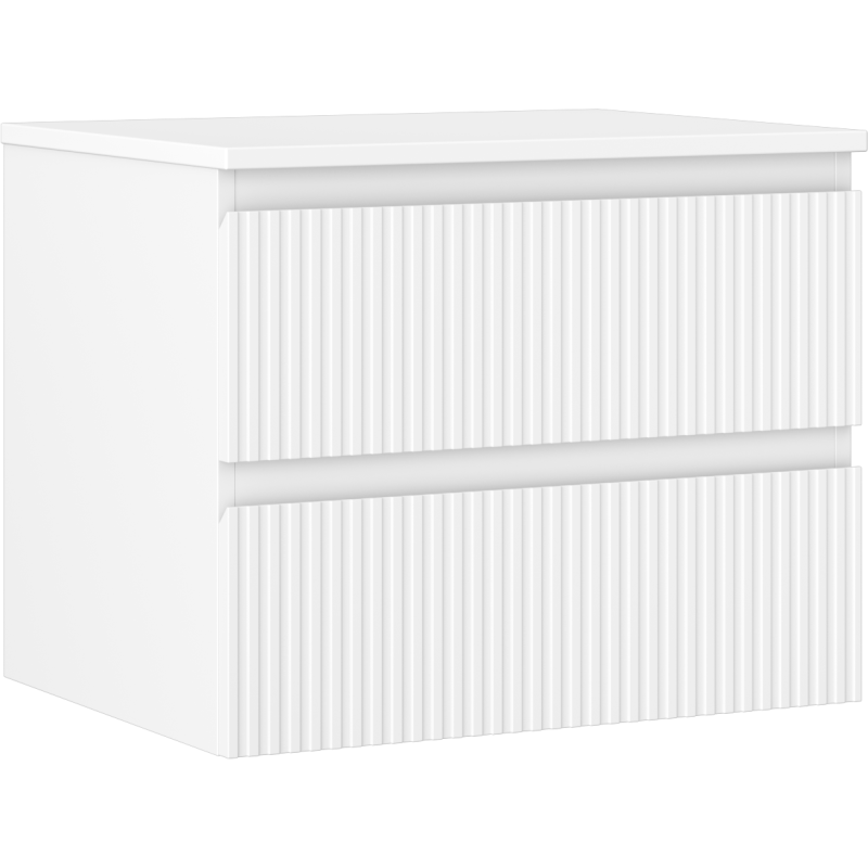 Mexen Rivel meuble de salle de bains sous lavabo 60 cm avec plateau, 2 tiroirs, rainuré, blanc mat - 91A20-06047-2-BFFC01