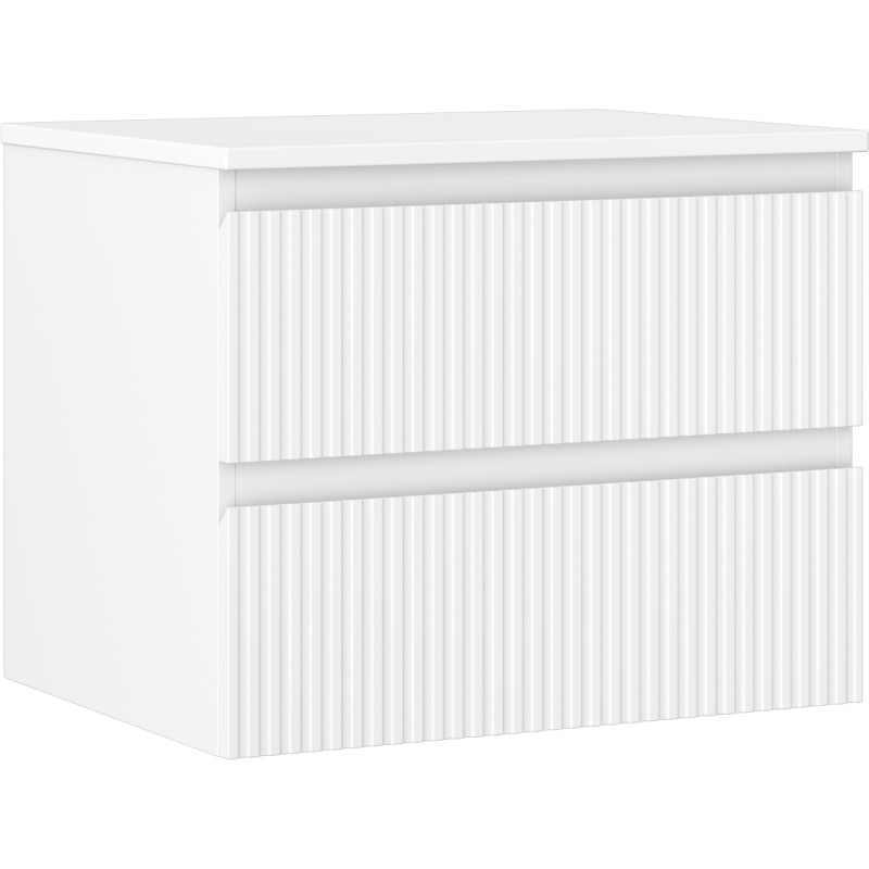 Mexen Rivel vannitoa aluskapp 60 cm lauaplaadiga, 2 sahtlit, soonitud, valge matt - 91A20-06047-2-BFFC01
