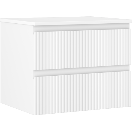 Mexen Rivel meuble de salle de bain sous lavabo 60 cm avec plateau, 2 tiroirs, rainuré, blanc mat - 91A20-06047-2-BFFC01