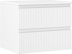 Mexen Rivel badkamerkastje onder de wastafel 60 cm met blad, 2 lades, geribbeld, wit mat - 91A20-06047-2-BFFC01