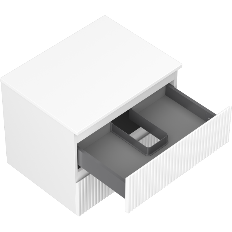 Mexen Rivel armário de casa de banho sob o lavatório 60 cm com tampo, 2 gavetas, ranhurado, branco mate - 91A20-06047-2-BFFC01