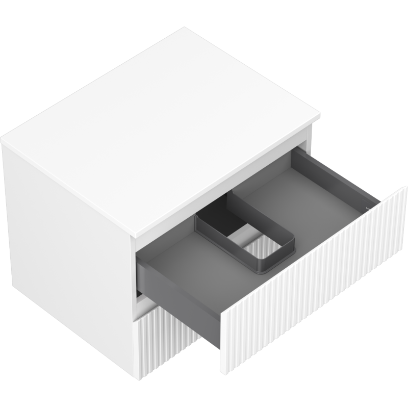 Mexen Rivel mueble de baño bajo lavabo de 60 cm con encimera, 2 cajones, acanalado, blanco mate - 91A20-06047-2-BFFC01