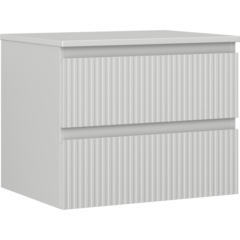 Mexen Rivel armario de baño bajo lavabo de 60 cm con encimera, 2 cajones, acanalado, gris mate - 91A20-06047-2-BFFC62
