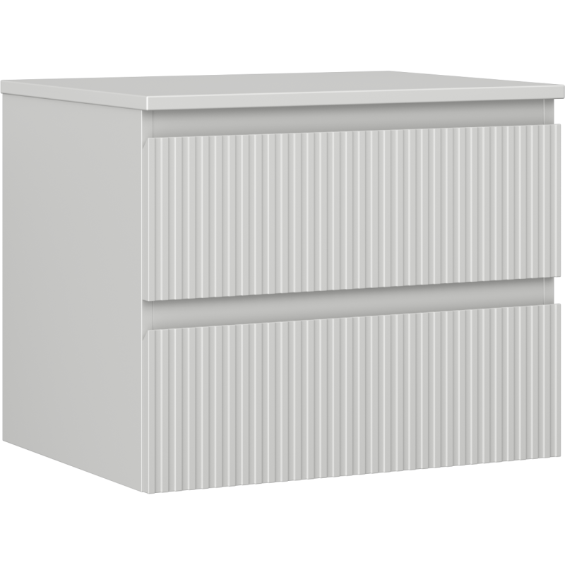 Mexen Rivel badkamerkastje onder de wastafel 60 cm met blad, 2 laden, gegroefd, grijs mat - 91A20-06047-2-BFFC62