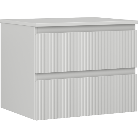 Mexen Rivel badkamerkastje onder de wastafel 60 cm met blad, 2 laden, gegroefd, grijs mat - 91A20-06047-2-BFFC62