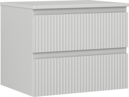 Mexen Rivel badkamerkastje onder de wastafel 60 cm met blad, 2 laden, gegroefd, grijs mat - 91A20-06047-2-BFFC62