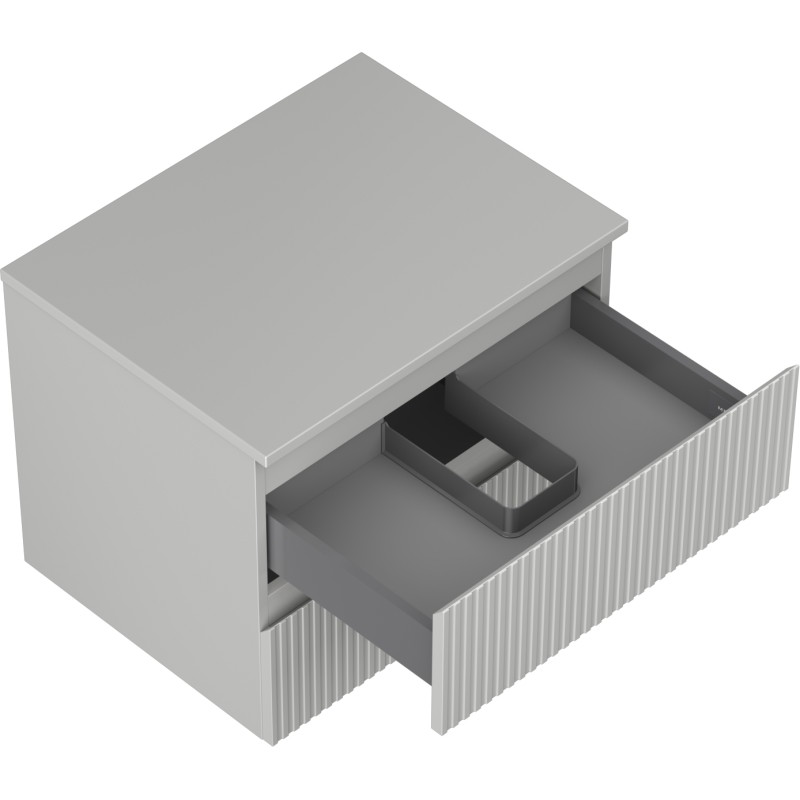 Mexen Rivel Meuble de salle de bains sous lavabo 60 cm avec plan, 2 tiroirs, rainuré, gris mat - 91A20-06047-2-BFFC62