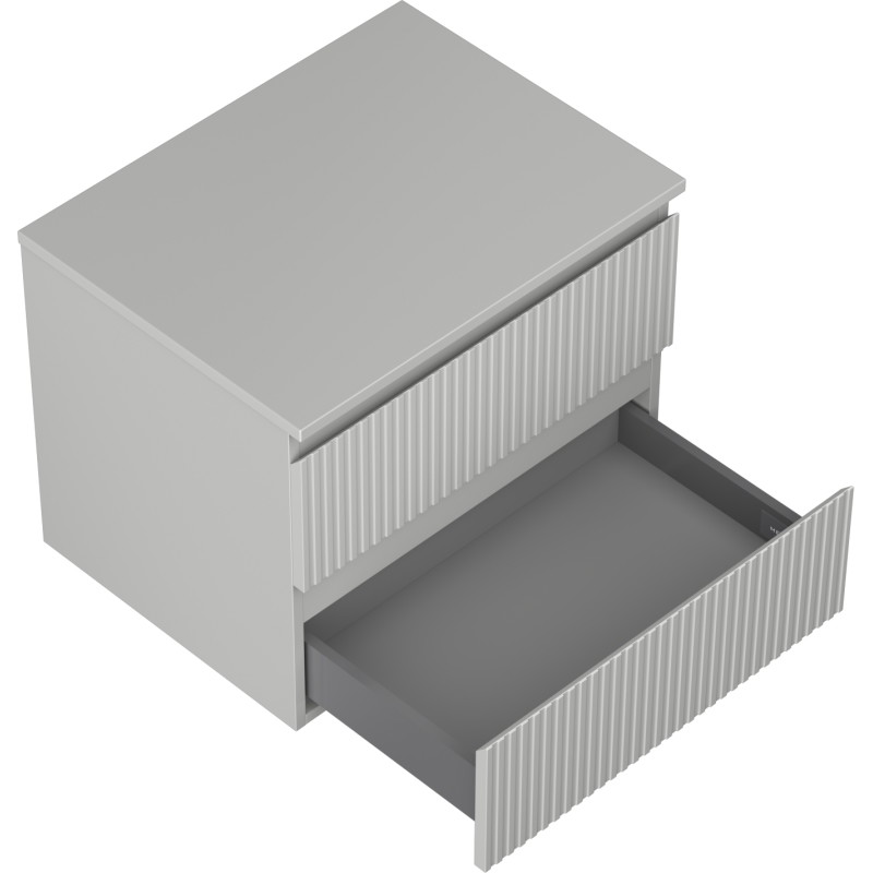 Mexen Rivel armario de baño bajo lavabo de 60 cm con encimera, 2 cajones, acanalado, gris mate - 91A20-06047-2-BFFC62