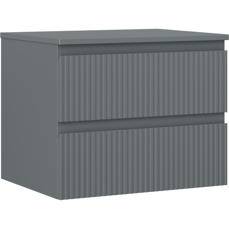Mexen Rivel Badezimmermöbel Unterschrank 60 cm mit Platte, 2 Schubladen, gerillt, Graphit matt - 91A20-06047-2-BFFC66