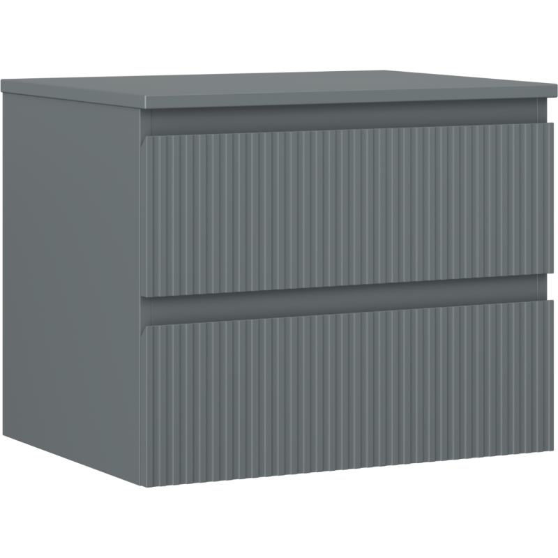 Mexen Rivel bathroom cabinet for washbasin 60 cm with countertop, 2 drawers, fluted, matte graphite - 91A20-06047-2-BFFC66