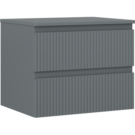 Mexen Rivel armoire de salle de bain 60 cm sous-vasque avec plateau, 2 tiroirs, cannelée, graphite mat - 91A20-06047-2-BFFC66