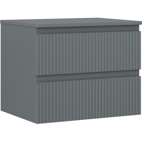 Mexen Rivel mueble de baño para lavamanos de 60 cm con encimera, 2 cajones, acanalado, grafito mate - 91A20-06047-2-BFFC66