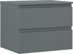 Mexen Rivel badkamerkastje onder de wastafel 60 cm met blad, 2 laden, gegroefd, mat grafiet - 91A20-06047-2-BFFC66