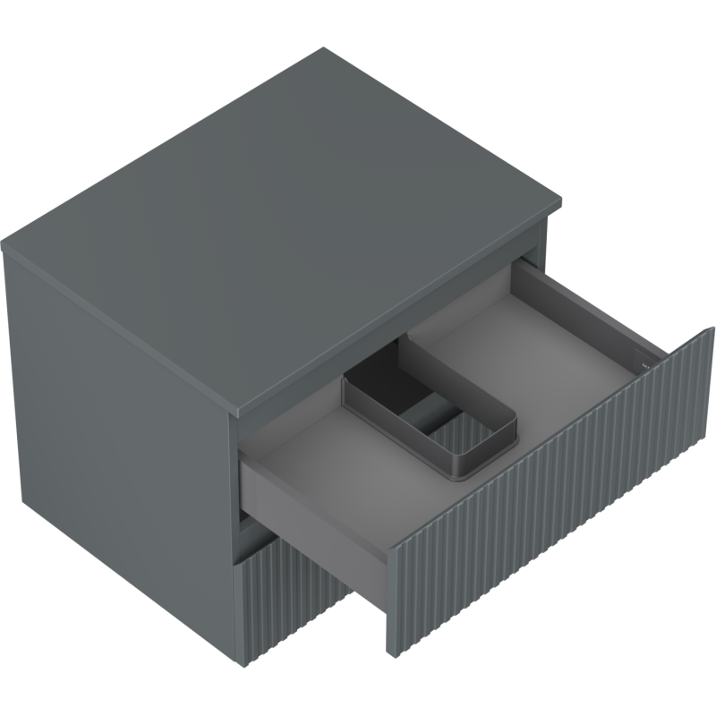 Mexen Rivel 60 cm tvättställsskåp med bänkskiva, 2 lådor, räfflad, grafit matt - 91A20-06047-2-BFFC66