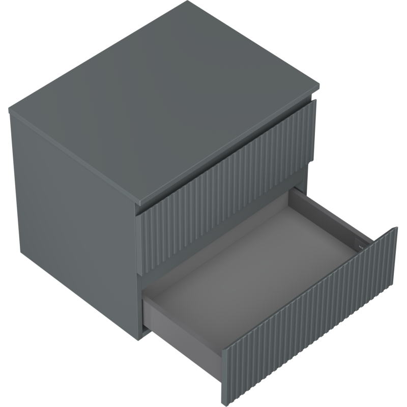 Mexen Rivel 60 cm tvättställsskåp med bänkskiva, 2 lådor, räfflad, grafit matt - 91A20-06047-2-BFFC66