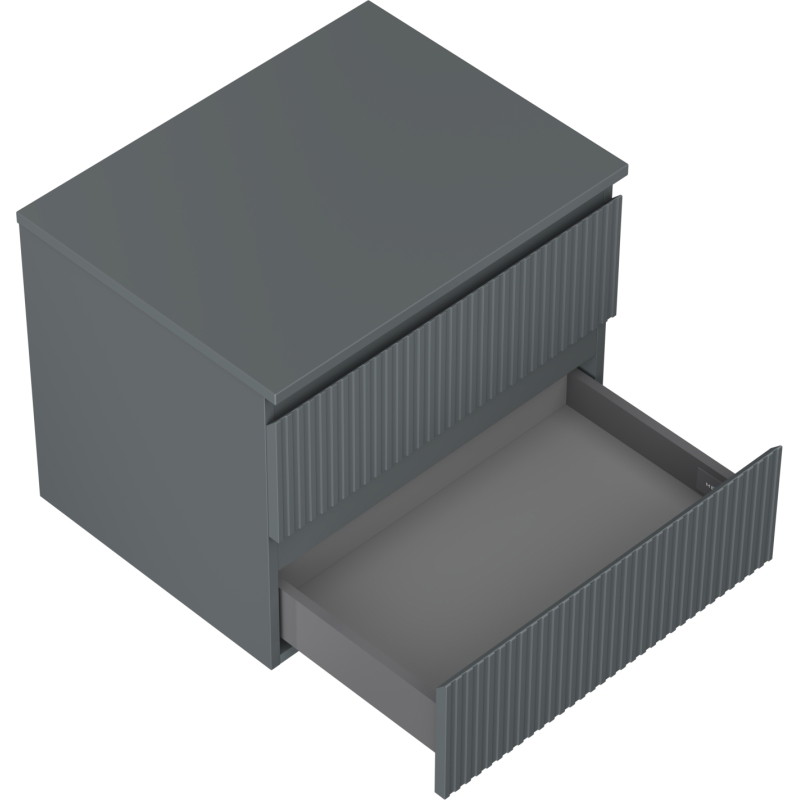 Mexen Rivel armoire de salle de bain sous-vasque 60 cm avec plan, 2 tiroirs, rainurée, graphite mat - 91A20-06047-2-BFFC66