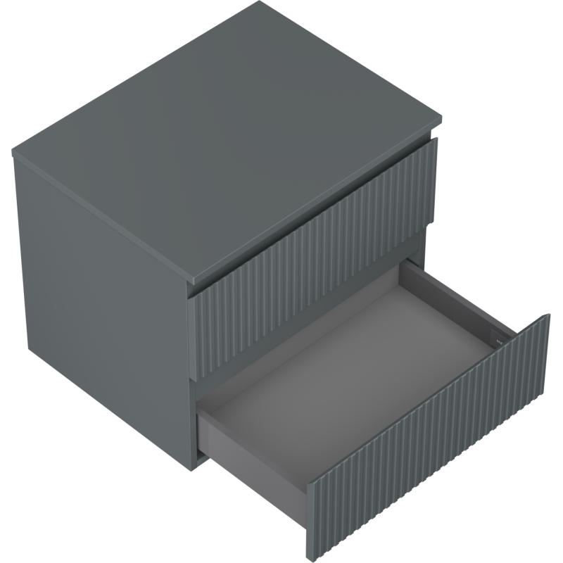 Mexen Rivel bathroom cabinet for washbasin 60 cm with countertop, 2 drawers, fluted, matte graphite - 91A20-06047-2-BFFC66