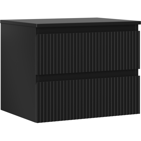 Mexen Rivel mobile da bagno sotto lavabo 60 cm con piano, 2 cassetti, scanalato, nero opaco - 91A20-06047-2-BFFC71