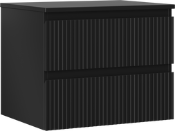 Mexen Rivel Badezimmerschrank mit Waschtischplatte 60 cm, 2 Schubladen, geriffelt, schwarz matt - 91A20-06047-2-BFFC71