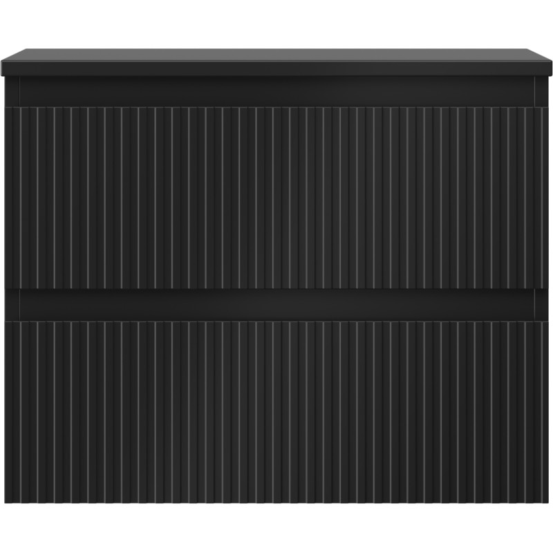 Mexen Rivel armadietto da bagno sottolavabo 60 cm con piano, 2 cassetti, scanalato, nero opaco - 91A20-06047-2-BFFC71