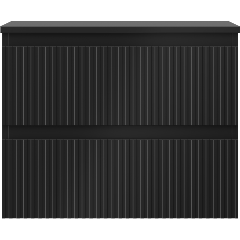 Mexen Rivel badrumsskåp underskåp 60 cm med bänkskiva, 2 lådor, räfflad, svart matt - 91A20-06047-2-BFFC71