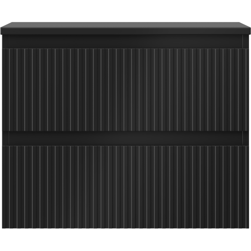 Mexen Rivel Buedemschaf fir d'Buedzëmmer ënner dem Ëmfeld 60 cm mat enger Uewerfläch, 2 Tiräng, geribbelt, schwaarz matt