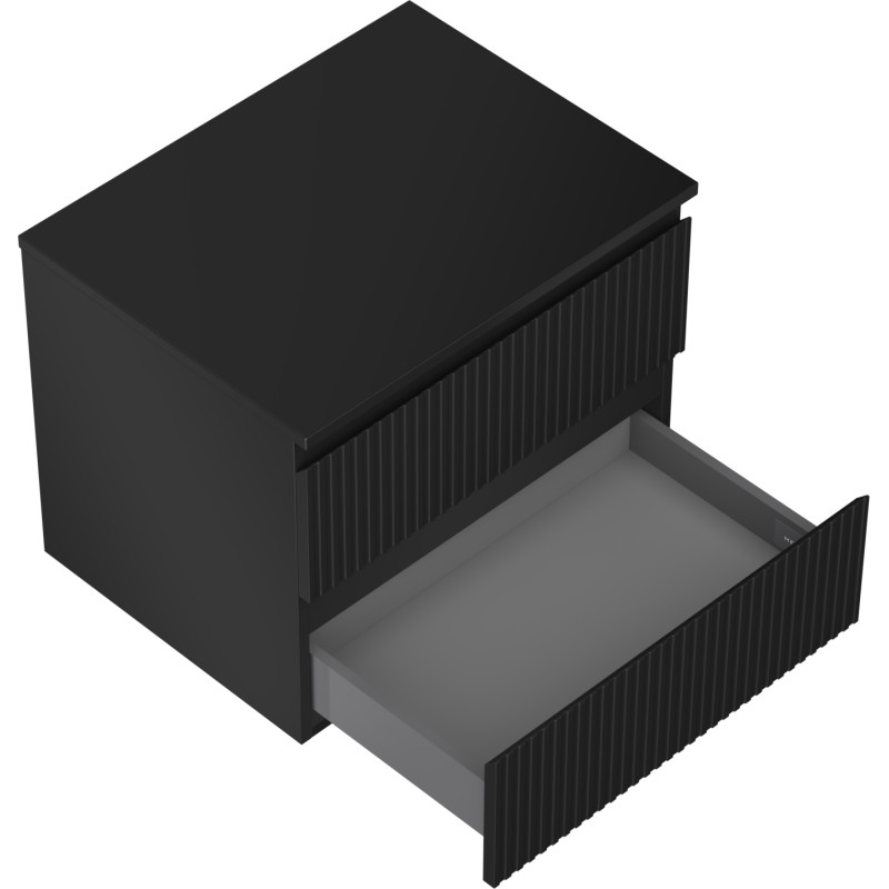 Mexen Rivel armario de baño bajo lavabo de 60 cm con encimera, 2 cajones, acanalado, negro mate - 91A20-06047-2-BFFC71