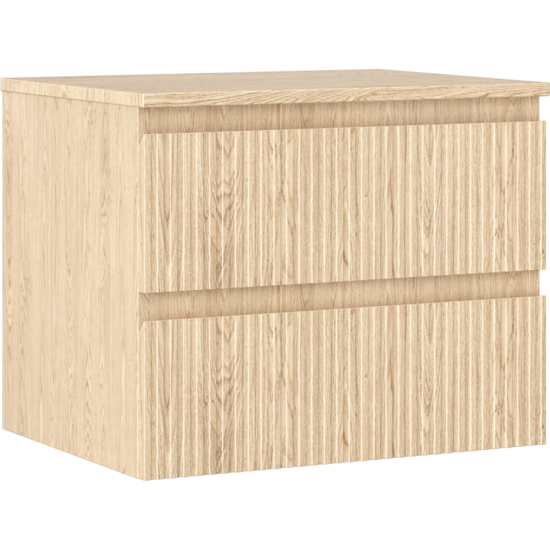 Mexen Rivel Badezimmer-Unterschrank 60 cm mit Arbeitsplatte, 2 Schubladen, geriffelt, Eiche - 91A20-06047-2-BFFC81