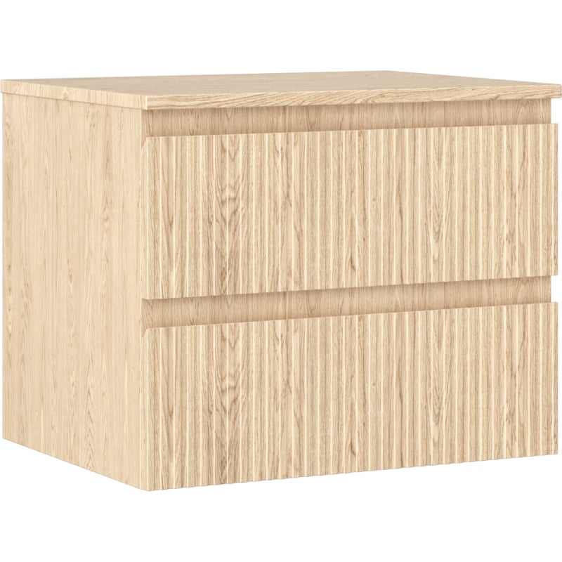 Mexen Rivel szafka łazienkowa podumywalkowa 60 cm z blatem, 2 szuflady, ryflowana , dąb - 91A20-06047-2-BFFC81