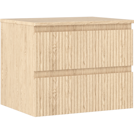 Mexen Rivel 60 cm Under-Sink Bathroom Cabinet with Countertop, 2 Drawers, Grooved, Oak - 91A20-06047-2-BFFC81