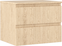 Mexen Rivel badkamerkast onder wastafel 60 cm met blad, 2 lades, geribbeld, eiken - 91A20-06047-2-BFFC81