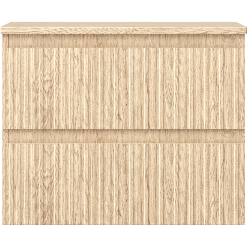 Mexen Rivel 60 cm Under-Sink Bathroom Cabinet with Countertop, 2 Drawers, Grooved, Oak - 91A20-06047-2-BFFC81