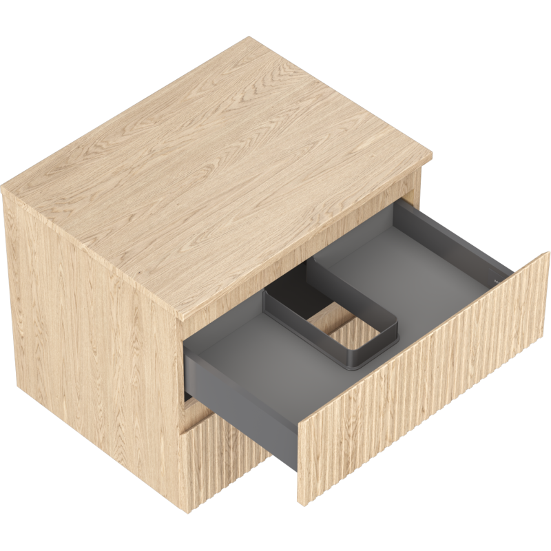 Mexen Rivel 60 cm Under-Sink Bathroom Cabinet with Countertop, 2 Drawers, Grooved, Oak - 91A20-06047-2-BFFC81