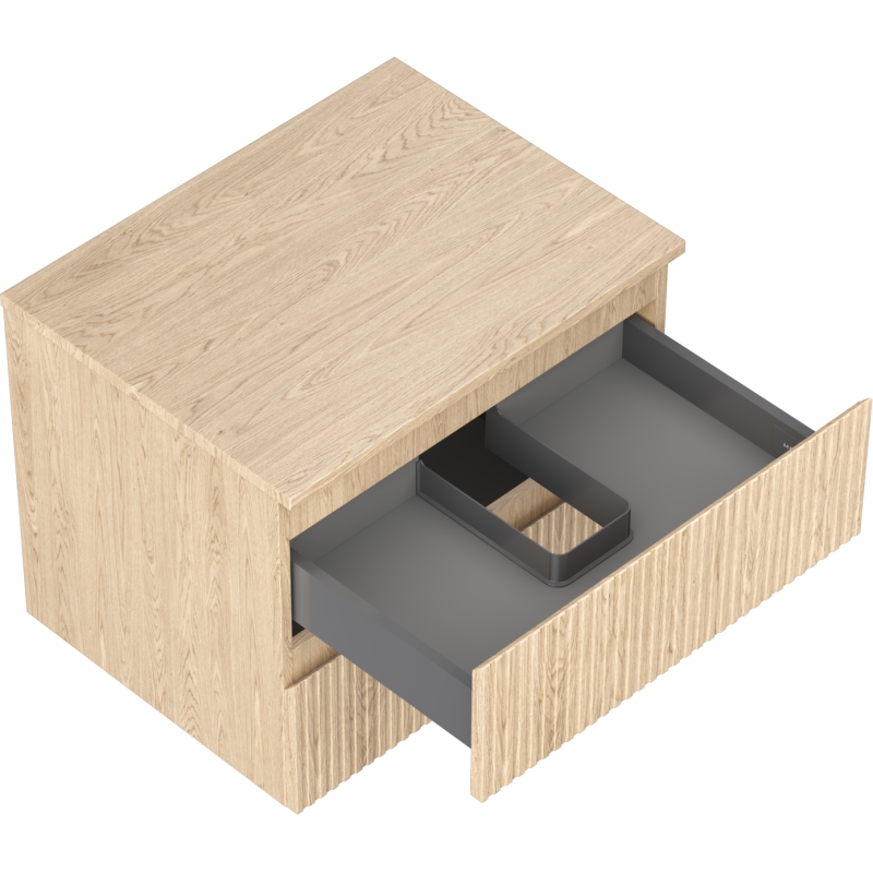 Mexen Rivel meuble de salle de bain sous lavabo 60 cm avec plateau, 2 tiroirs, rainuré, chêne - 91A20-06047-2-BFFC81