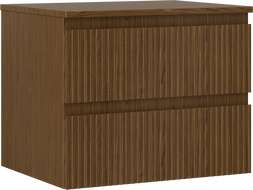 Mexen Rivel badkamerkast onder wastafel 60 cm met blad, 2 laden, geribbeld, walnoot - 91A20-06047-2-BFFC86