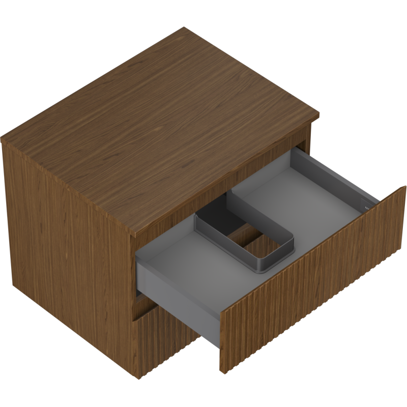 Mexen Rivel badrumsskåp under-tvättställ 60 cm med bänkskiva, 2 lådor, räfflad, valnöt - 91A20-06047-2-BFFC86