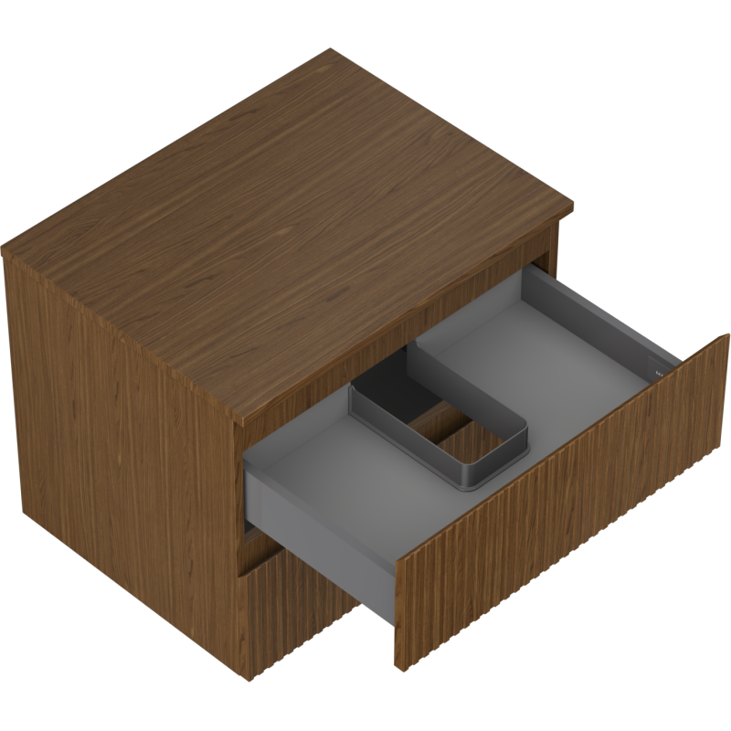 Mexen Rivel bathroom cabinet for washbasin 60 cm with countertop, 2 drawers, grooved, walnut - 91A20-06047-2-BFFC86