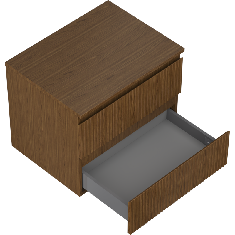 Mexen Rivel armoire de salle de bains sous lavabo 60 cm avec plan, 2 tiroirs, rainurée, noyer - 91A20-06047-2-BFFC86