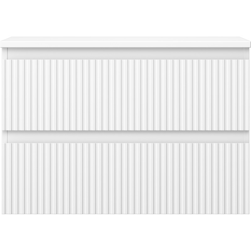 Mexen Rivel mobiletto da bagno sotto lavandino 70 cm con piano, 2 cassetti, scanalato, bianco opaco - 91A20-07047-2-BFFC01