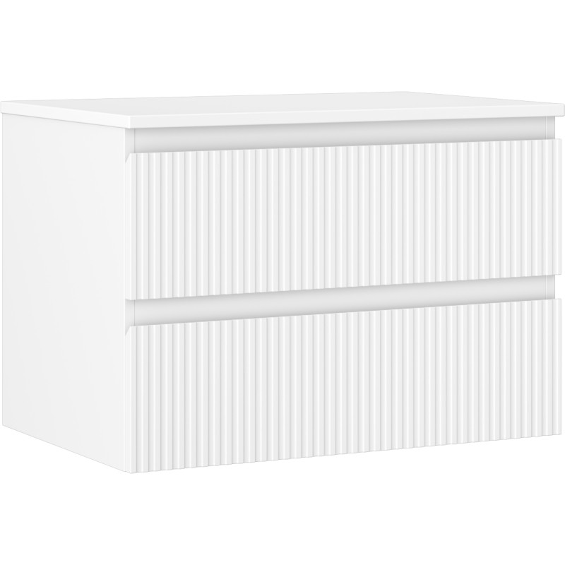 Mexen Rivel armario de baño bajo lavabo de 70 cm con encimera, 2 cajones, acanalado, blanco mate - 91A20-07047-2-BFFC01