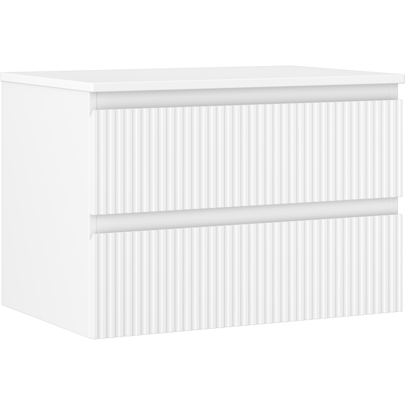 Mexen Rivel bathroom cabinet under sink 70 cm with countertop, 2 drawers, grooved, matt white - 91A20-07047-2-BFFC01