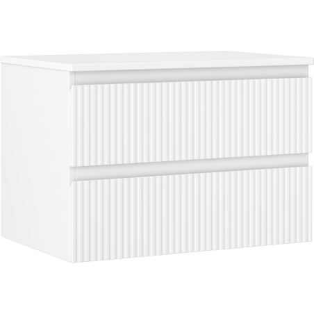 Mexen Rivel Badezimmerschrank 70 cm mit Arbeitsplatte, 2 Schubladen, gerillt, weiß matt - 91A20-07047-2-BFFC01