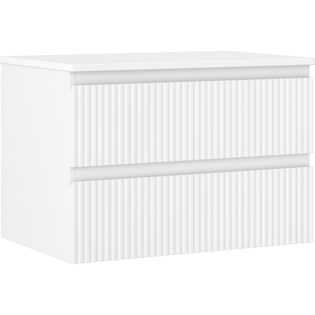 Mexen Rivel badkamerkast onder wastafel 70 cm met blad, 2 lades, geribbeld, wit mat - 91A20-07047-2-BFFC01
