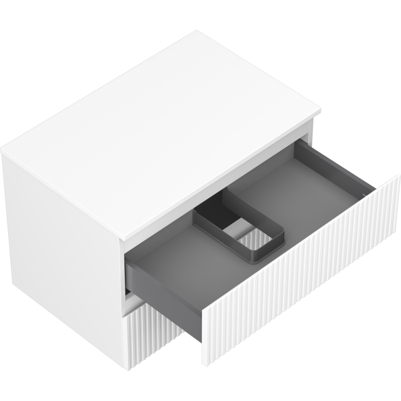 Mexen Rivel bathroom cabinet under sink 70 cm with countertop, 2 drawers, grooved, matt white - 91A20-07047-2-BFFC01