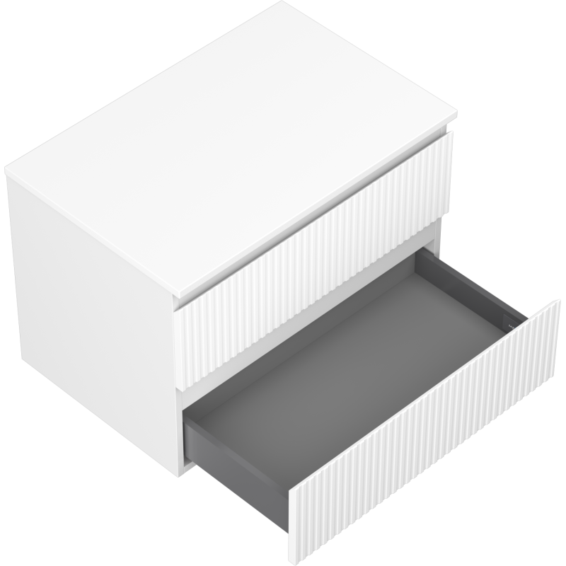 Mexen Rivel meuble de salle de bain sous lavabo 70 cm avec plateau, 2 tiroirs, rainuré, blanc mat - 91A20-07047-2-BFFC01