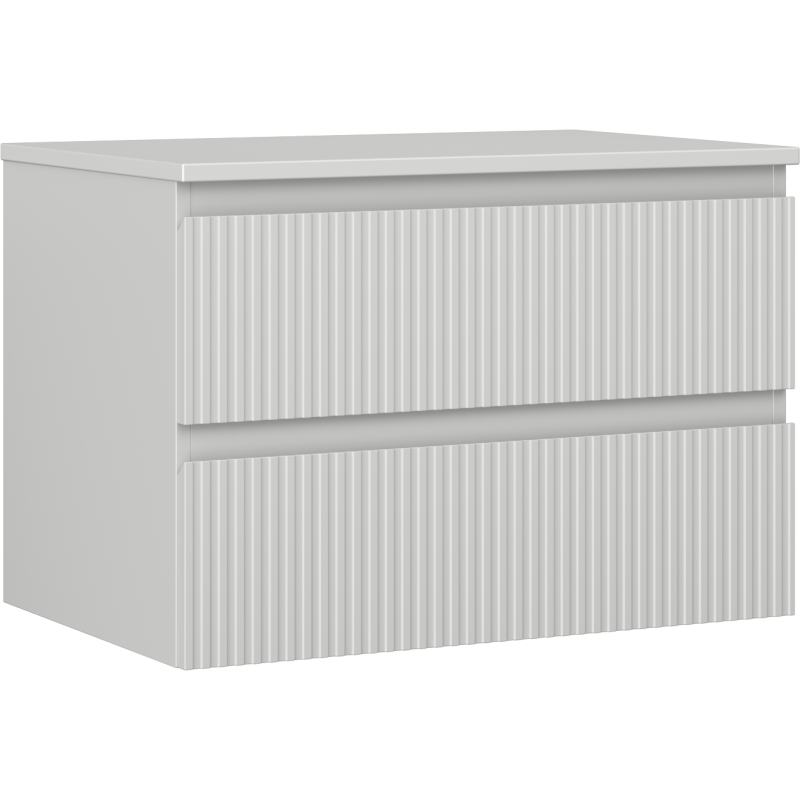 Mexen Rivel Badezimmerunterschrank 70 cm mit Arbeitsplatte, 2 Schubladen, gerillt, Grau matt - 91A20-07047-2-BFFC62