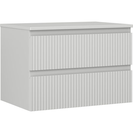 Mexen Rivel badkamerkast onder wastafel 70 cm met blad, 2 laden, geribbelde, grijs mat - 91A20-07047-2-BFFC62
